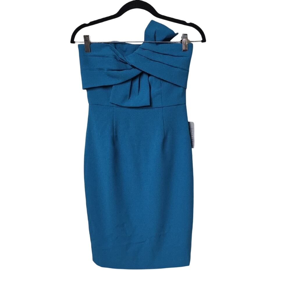 Chelsea28 Strapless Bow Front Teal Dress Womens Size 2 NWT